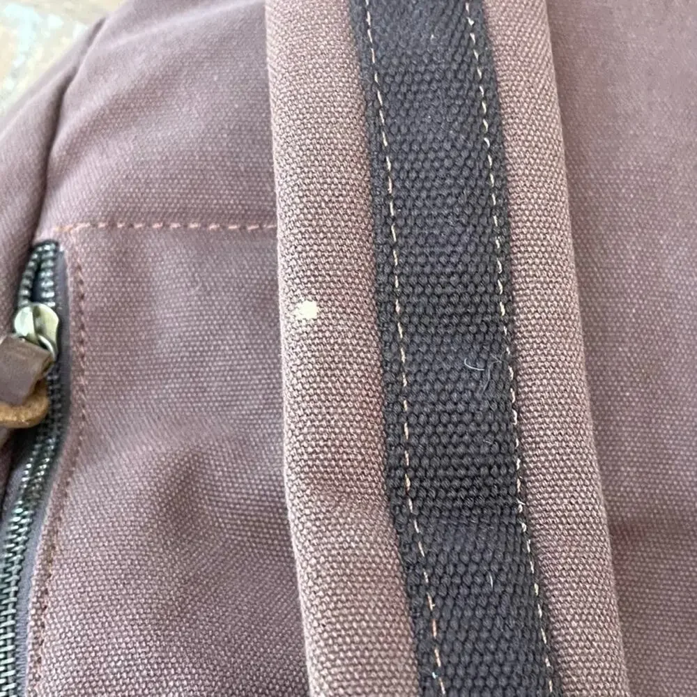 Augur Jans High Capacity Canvas Backpack Brown Leather Detail Rucksack